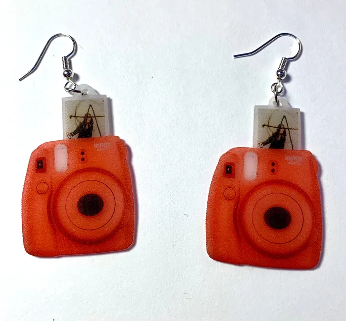 Polaroid Camera Signed picture Handmade Earrings Sam Makes Things Earrings