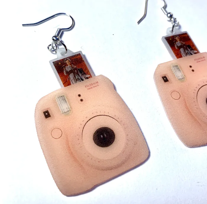 Polaroid Camera Signed picture Handmade Earrings Sam Makes Things Earrings
