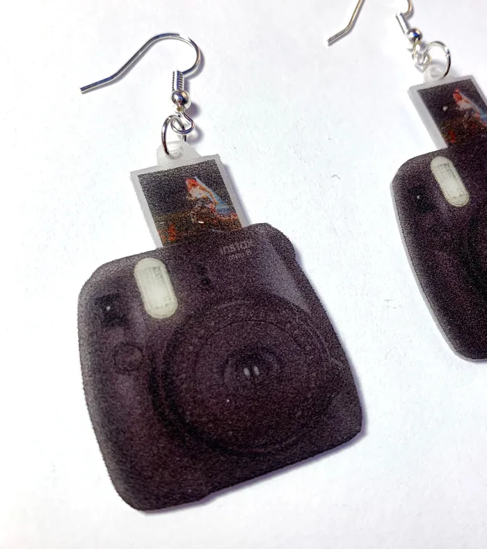 Polaroid Camera Signed picture Handmade Earrings Sam Makes Things Earrings