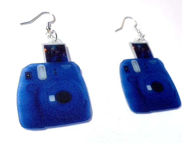Polaroid Camera Signed picture Handmade Earrings Sam Makes Things Earrings