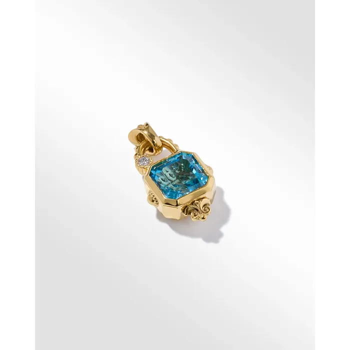 PreStyled Sets Konstantino Konstantino Alexandria 18K Yellow Gold Square Sky Blue Topaz and Diamond Pendant PreStyled Sets Konstantino Konstantino Alexandria 18K Yellow Gold Square Sky Blue Topaz and Diamond Pendant