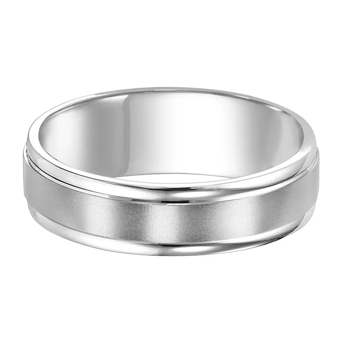 Rings 6mm 14K White Gold Wedding Band with Brushed Center and Polished Round Edges Size 115 Mens Bands Rings 6mm 14K White Gold Wedding Band with Brushed Center and Polished Round Edges Size 115 Mens Bands