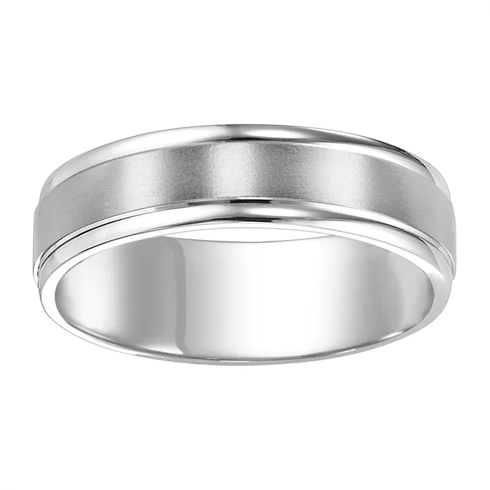 Rings 6mm 14K White Gold Wedding Band with Brushed Center and Polished Round Edges Size 115 Mens Bands Rings 6mm 14K White Gold Wedding Band with Brushed Center and Polished Round Edges Size 115 Mens Bands