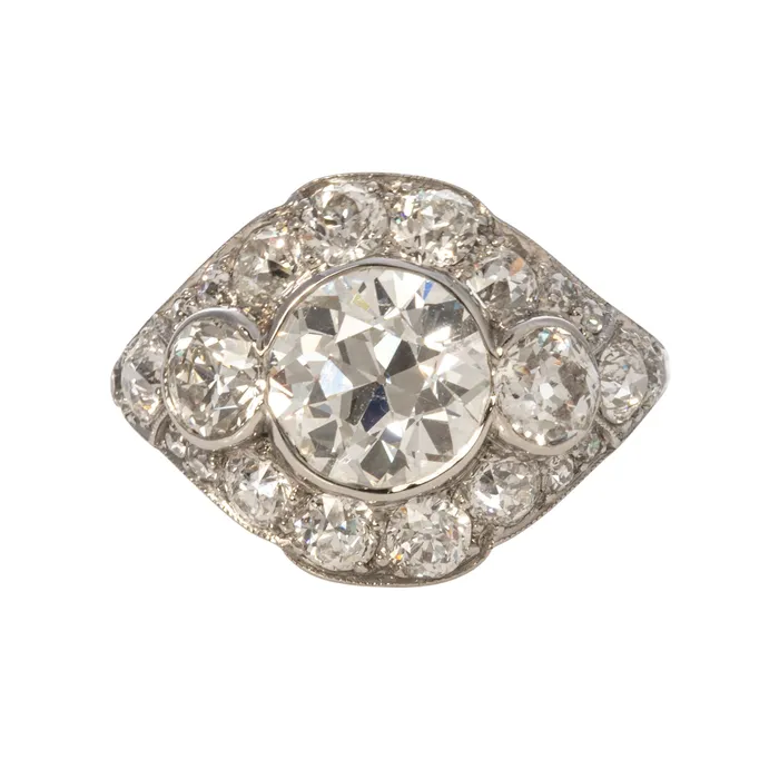 Rings Croghans Art Deco 426ctw Old European Cut Diamond Platinum Ring