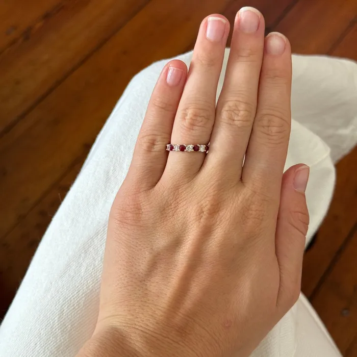 Rings Croghans Ruby Diamond Eternity UProng 14K Rose Gold Band
