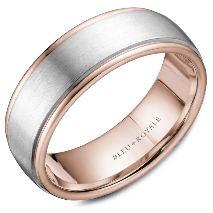 Rings CrownRing 14K White Rose Gold Mens Band