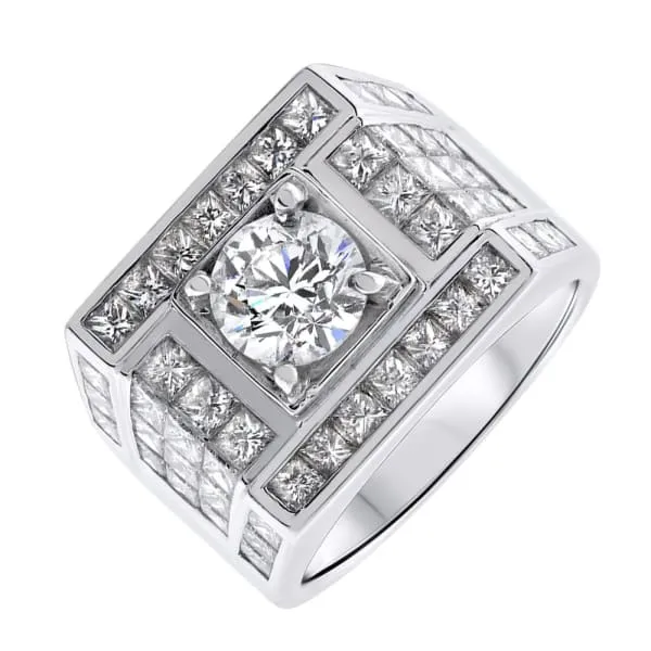 Rings Diamond Source NYC 18kt White Gold Men Custom Design Ring of 563ct diamonds M176250