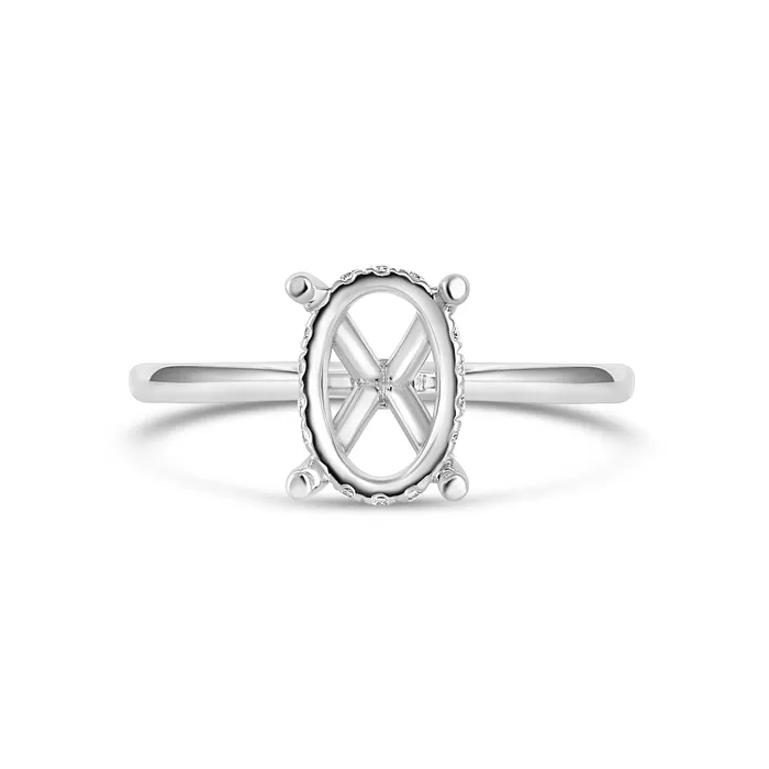 Rings Engagement Collections 18K White Gold Oval Hidden Halo Semi Mount Diamond Ring Rings Engagement Collections 18K White Gold Oval Hidden Halo Semi Mount Diamond Ring