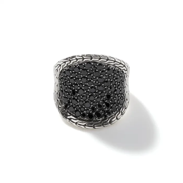 Rings John Hardy John Hardy Classic Chain Sterling Silver Saddle Ring with Black Sapphire Black Spinel Rings John Hardy John Hardy Classic Chain Sterling Silver Saddle Ring with Black Sapphire Black Spinel