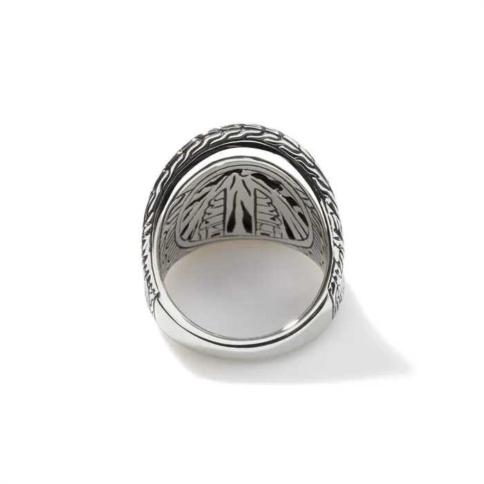 Rings John Hardy John Hardy Classic Chain Sterling Silver Saddle Ring with Black Sapphire Black Spinel Rings John Hardy John Hardy Classic Chain Sterling Silver Saddle Ring with Black Sapphire Black Spinel