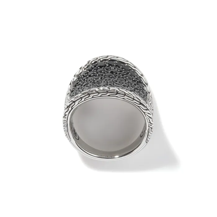 Rings John Hardy John Hardy Classic Chain Sterling Silver Saddle Ring with Black Sapphire Black Spinel Rings John Hardy John Hardy Classic Chain Sterling Silver Saddle Ring with Black Sapphire Black Spinel