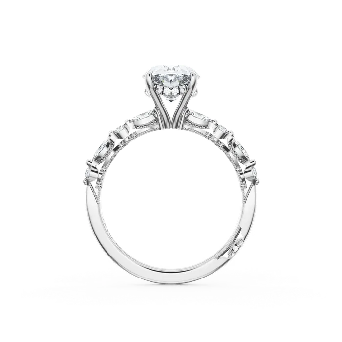 Rings Tacori Tacori 18K White Gold Diamond Ring with Hidden Diamond Halo