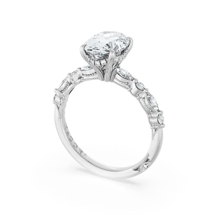 Rings Tacori Tacori 18K White Gold Diamond Ring with Hidden Diamond Halo