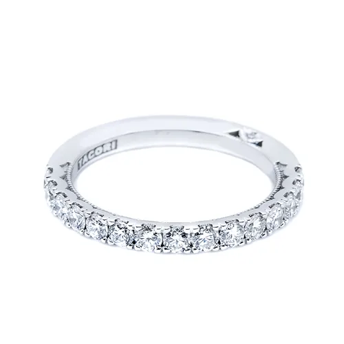 Rings Tacori Tacori Clean Crescent 18K White Gold Diamond Wedding Band Ring