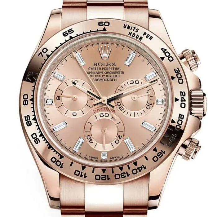 Rolex Cosmograph Daytona 40mm Ref 1165050012 Rose Diamond Dial 18K Rose Gold Oyster Bracelet Mens Watch Rolex Bracelets