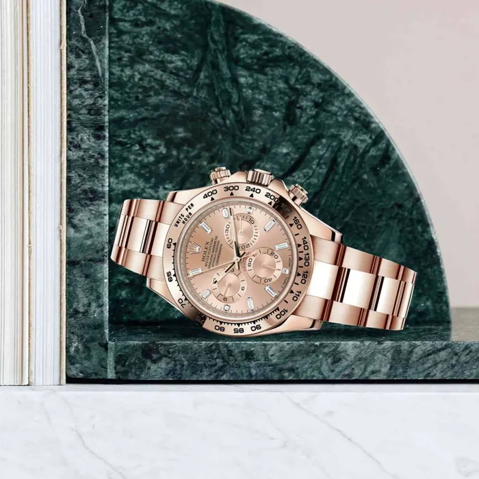 Rolex Cosmograph Daytona 40mm Ref 1165050012 Rose Diamond Dial 18K Rose Gold Oyster Bracelet Mens Watch Rolex Bracelets