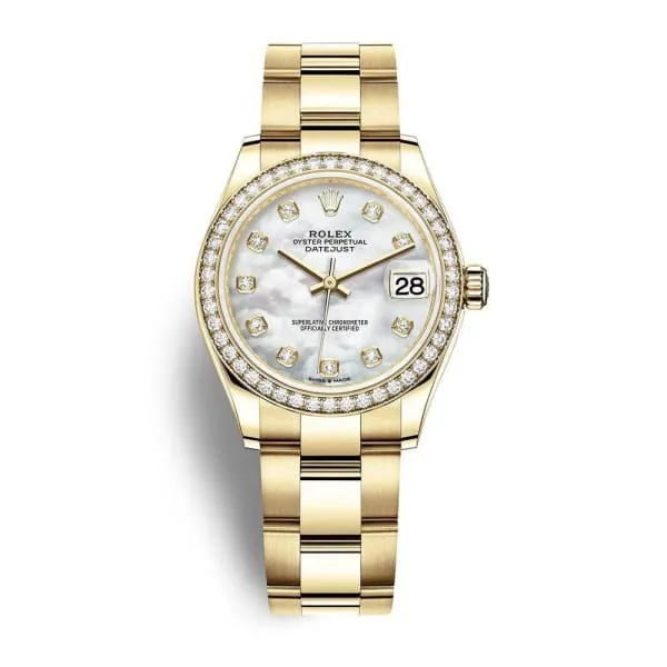Rolex Datejust 31mm Ref 278288rbr0013 White Mother of Pearl Diamond Dial Diamond Bezel 18K Yellow Gold Oyster Bracelet Womens Watch Rolex Bracelets Rolex Datejust 31mm Ref 278288rbr0013 White Mother of Pearl Diamond Dial Diamond Bezel 18K Yellow Gold Oyster Bracelet Womens Watch Rolex Bracelets