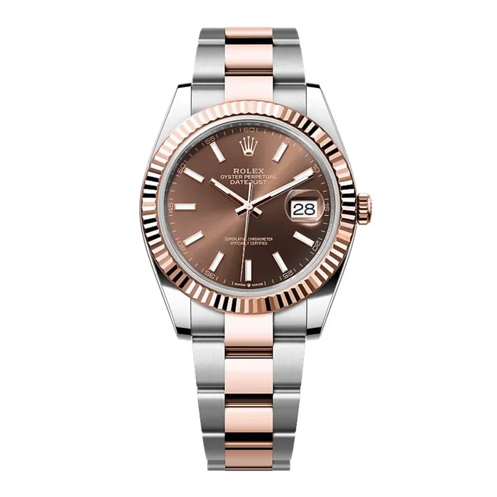 Rolex Datejust 41mm Ref 1263310001 Chocolate Stick Dial Two Tone Stainless Steel 18K Rose Gold Oyster Bracelet Mens Watch Rolex Bracelets Rolex Datejust 41mm Ref 1263310001 Chocolate Stick Dial Two Tone Stainless Steel 18K Rose Gold Oyster Bracelet Mens Watch Rolex Bracelets