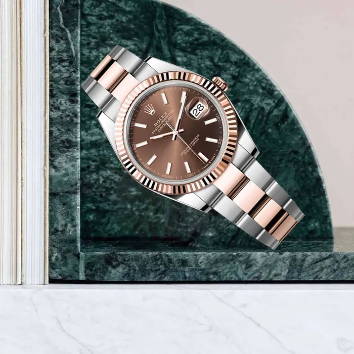 Rolex Datejust 41mm Ref 1263310001 Chocolate Stick Dial Two Tone Stainless Steel 18K Rose Gold Oyster Bracelet Mens Watch Rolex Bracelets