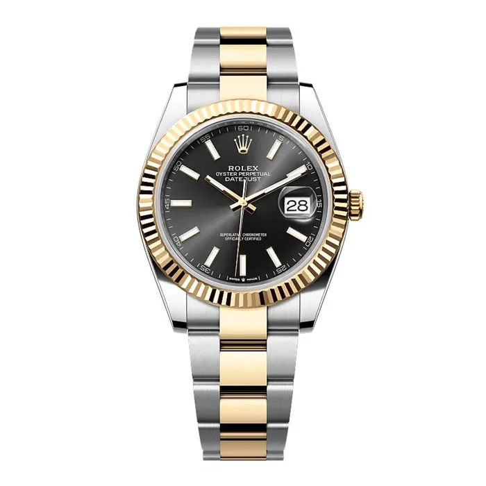 Rolex Datejust 41mm Ref 1263330013 Black Stick Dial Two Tone Stainless Steel 18K Yellow Gold Oyster Bracelet Mens Watch Rolex Bracelets Rolex Datejust 41mm Ref 1263330013 Black Stick Dial Two Tone Stainless Steel 18K Yellow Gold Oyster Bracelet Mens Watch Rolex Bracelets