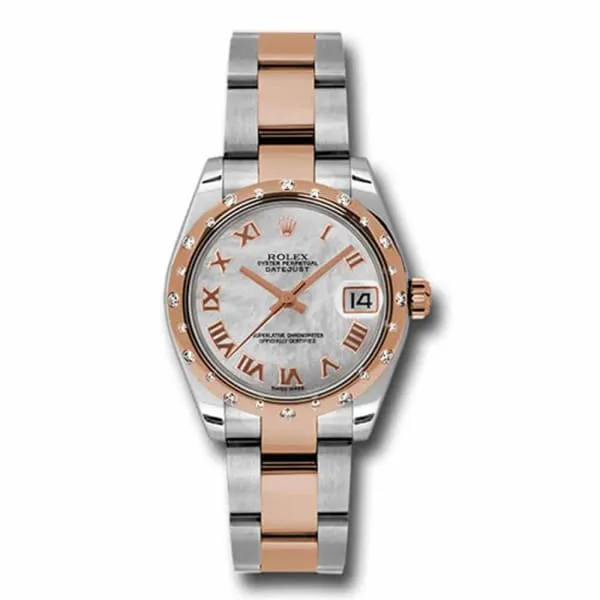Rolex Rolex Datejust 31mm Ref 178341 mro White Mother of Pearl Roman Dial Diamond Bezel Two Tone Stainless Steel 18K Rose Gold Oyster Bracelet Womens Watch Bracelets Rolex Rolex Datejust 31mm Ref 178341 mro White Mother of Pearl Roman Dial Diamond Bezel Two Tone Stainless Steel 18K Rose Gold Oyster Bracelet Womens Watch Bracelets