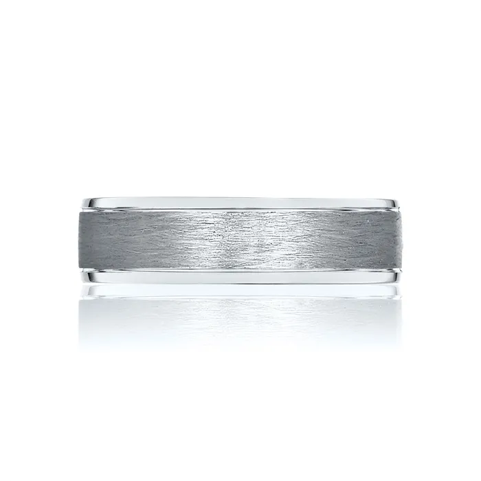 Tacori Rings Tacori Sculpted Crescent 18K White Gold Mens 6mm Brushed Wedding Band