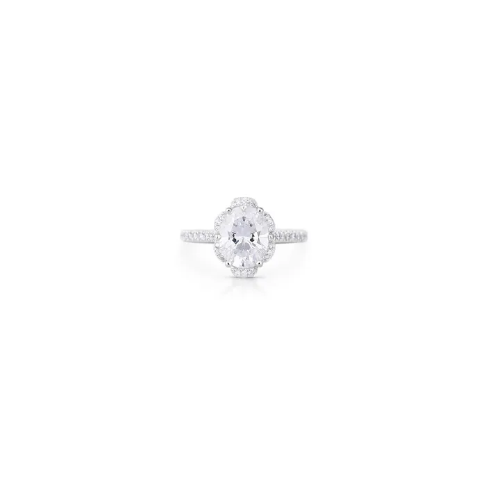 Verragio 18K White Gold Semi Mount Diamond Ring with Scalloped Oval Halo Verragio Rings Verragio 18K White Gold Semi Mount Diamond Ring with Scalloped Oval Halo Verragio Rings