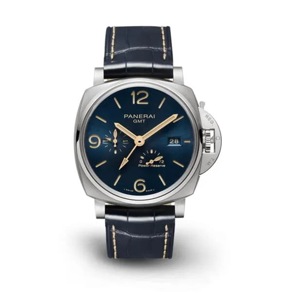 Watches Panerai Luminor 45mm Watch Ref PAM00964 Blue Index Dial in Titanium Case Blue Alligator Leather Strap Panerai Watches Panerai Luminor 45mm Watch Ref PAM00964 Blue Index Dial in Titanium Case Blue Alligator Leather Strap Panerai
