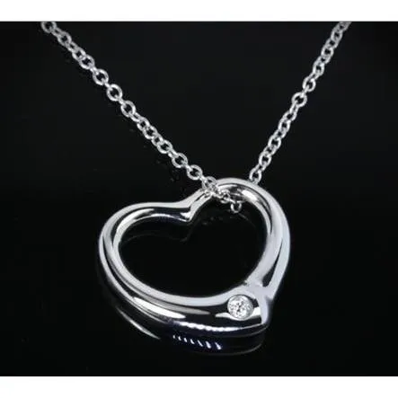 050 Carats Round Natural Earth Mined Diamond Heart Pendant 14K White Gold GB Necklaces 050 Carats Round Natural Earth Mined Diamond Heart Pendant 14K White Gold GB Necklaces