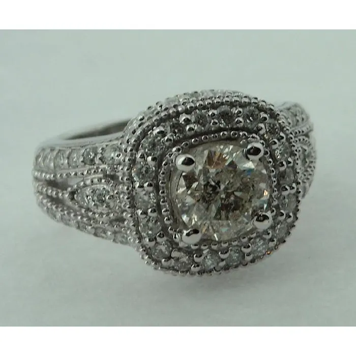 251 Carat Round Natural Earth Mined Diamond Ring Antique Look Gold Pave Halo Ring GB Rings 251 Carat Round Natural Earth Mined Diamond Ring Antique Look Gold Pave Halo Ring GB Rings