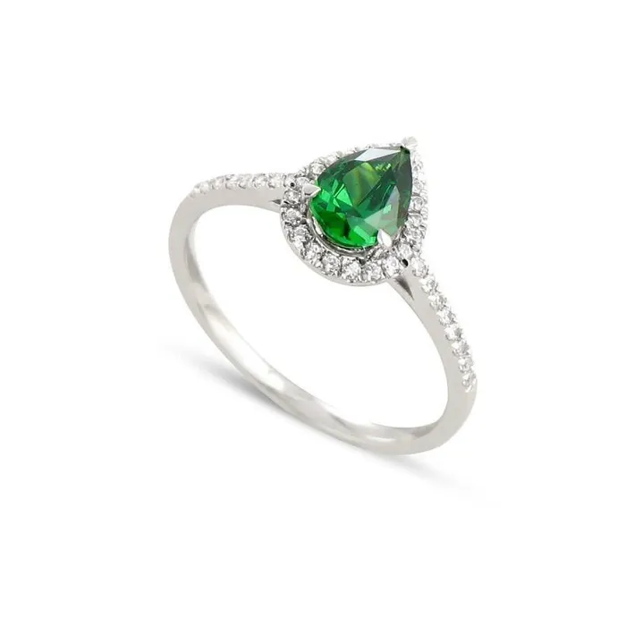 450 Carats Green Emerald With Natural Earth Mined Diamonds Ring White Gold 14K GB Rings