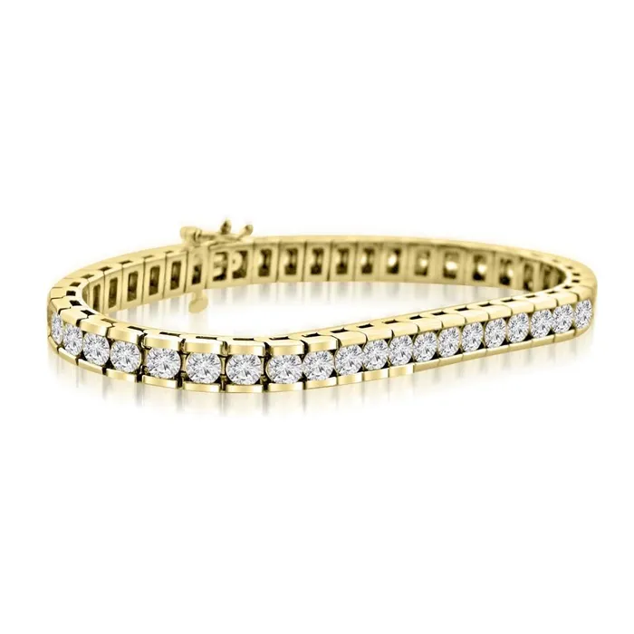 9 Carats Round Real Natural Earth Mined Diamonds Channel Set Tennis Bracelet Yellow Gold GB Bracelets 9 Carats Round Real Natural Earth Mined Diamonds Channel Set Tennis Bracelet Yellow Gold GB Bracelets