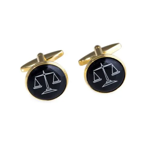Bracelets Bey Berk Bey Berk Gold Plated Round Cufflinks With scales Design