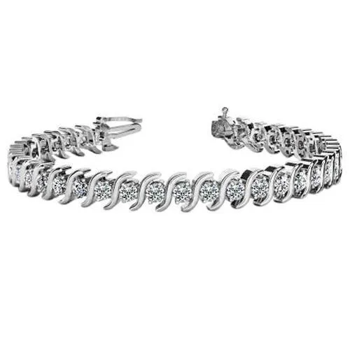 Bracelets GB Sparkling White Gold Round Real Natural Earth Mined Diamond S Style Tennis Bracelet 850 Carats Bracelets GB Sparkling White Gold Round Real Natural Earth Mined Diamond S Style Tennis Bracelet 850 Carats