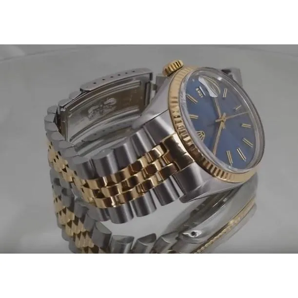 Bracelets GB Stainless Steel Gold Bracelet Rolex Datejust Men Watch Blue Dial QUICK SET
