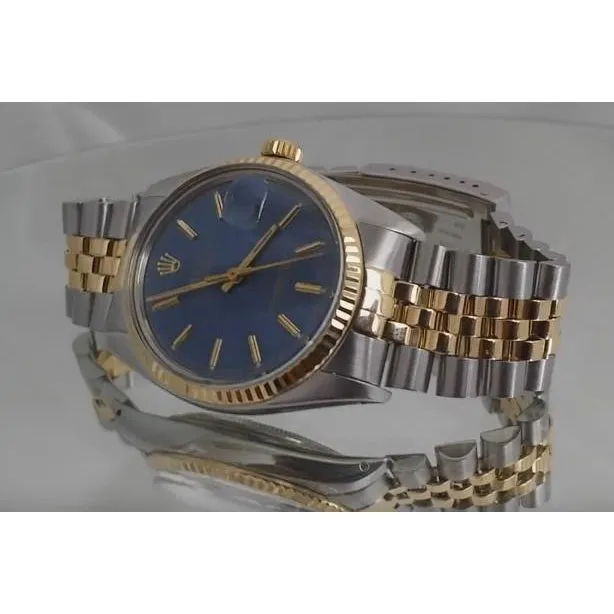 Bracelets GB Stainless Steel Gold Bracelet Rolex Datejust Men Watch Blue Dial QUICK SET