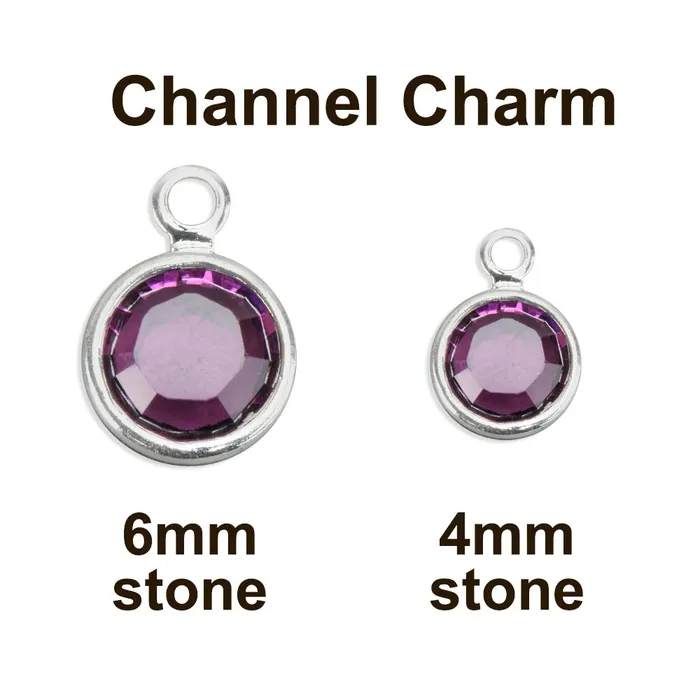 Charm Necklaces Crystal Channel Charm Sapphire SEPTEMBER 6mm Stone Pack of 8 AP