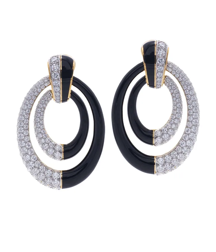 David Webb Earrings Persephone Earrings Black Enamel