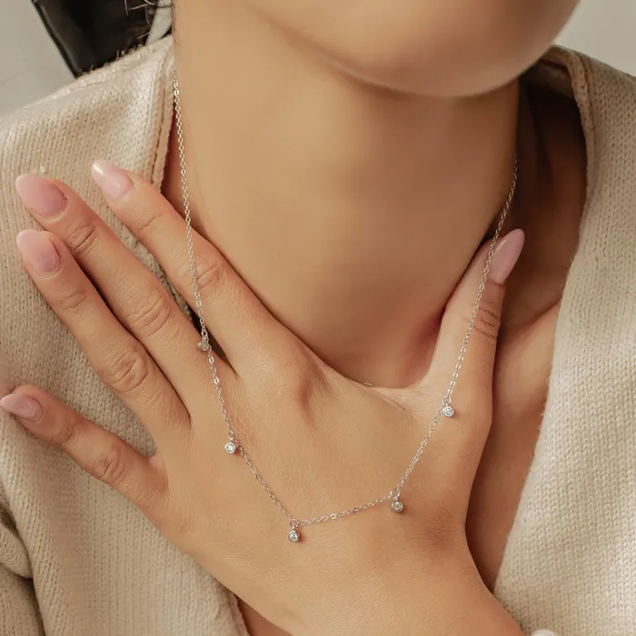 Dazzling Charm Necklace Sterling Silver Hey Happiness Necklaces Dazzling Charm Necklace Sterling Silver Hey Happiness Necklaces