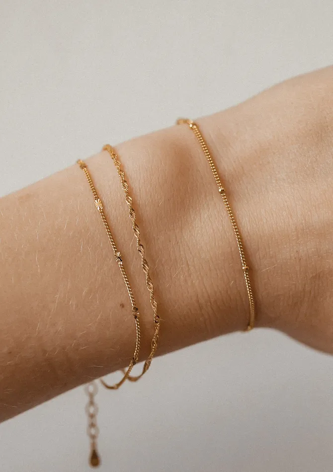 Delicate Layering Bracelets Set Sterling Silver Gold Hey Happiness Rings