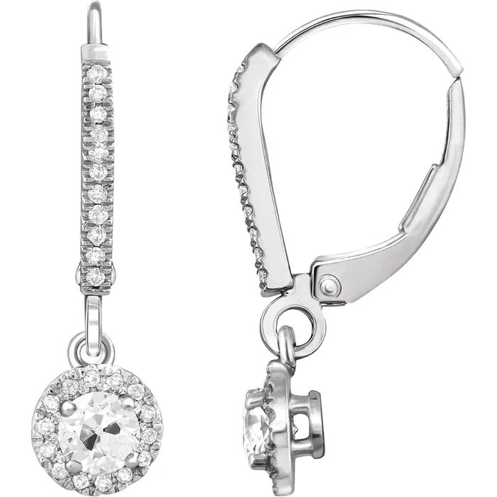 Earrings 425 Carats Genuine Diamond Old Miner Leverback Earrings Halo 4 Prong Set HarryChadEntcom Earrings 425 Carats Genuine Diamond Old Miner Leverback Earrings Halo 4 Prong Set HarryChadEntcom