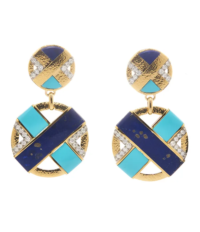 Earrings David Webb XO Earrings Lapis Lazuli Turquoise