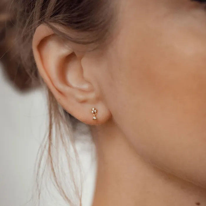 Earrings Flower Drop Stud Earrings Sterling Silver Gold Hey Happiness Earrings Flower Drop Stud Earrings Sterling Silver Gold Hey Happiness