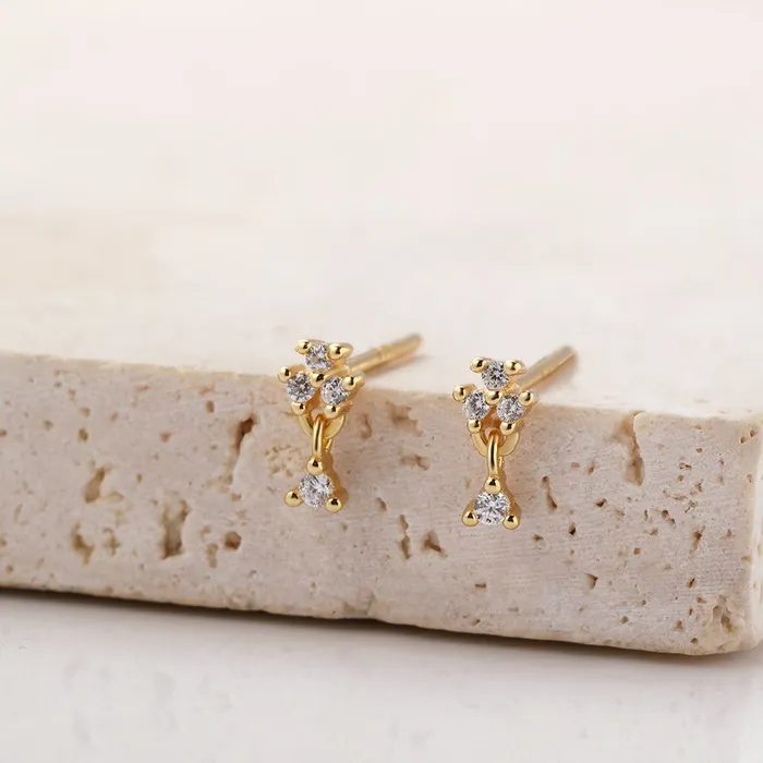 Earrings Flower Drop Stud Earrings Sterling Silver Gold Hey Happiness Earrings Flower Drop Stud Earrings Sterling Silver Gold Hey Happiness