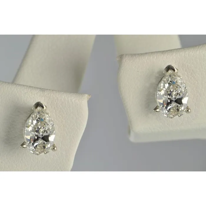 Earrings GB 8 Carats Pear Cut Natural Earth Mined Diamond Women Stud Earrings White Gold 14K