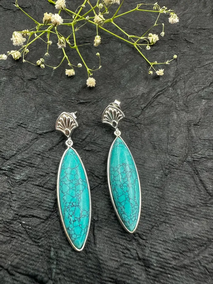 Earrings Gemstone The Turquoise Silver Gemstone Earrings