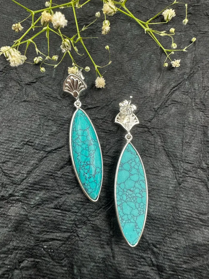 Earrings Gemstone The Turquoise Silver Gemstone Earrings