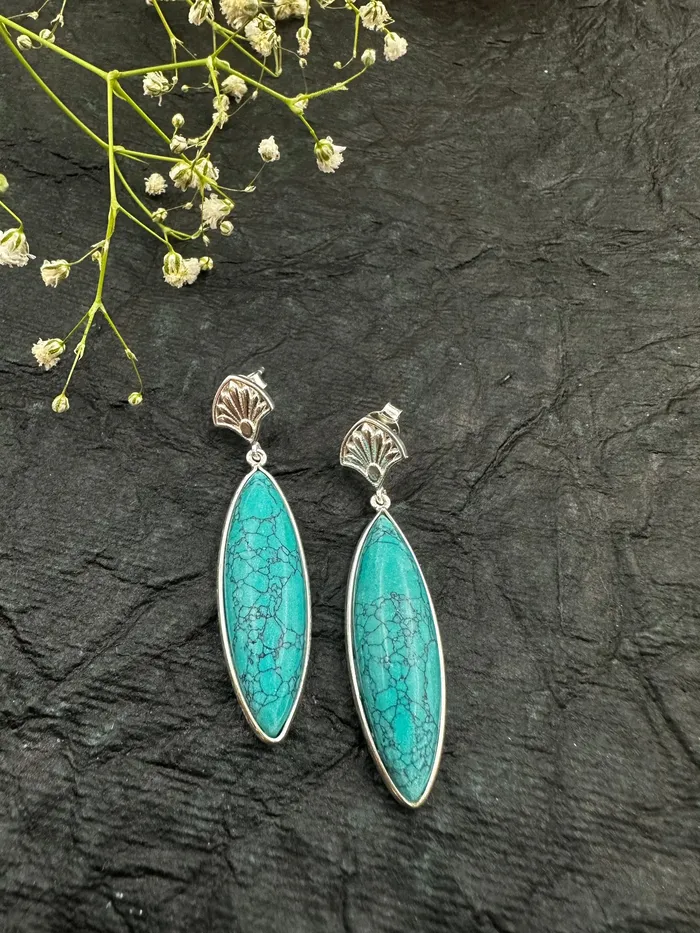 Earrings Gemstone The Turquoise Silver Gemstone Earrings