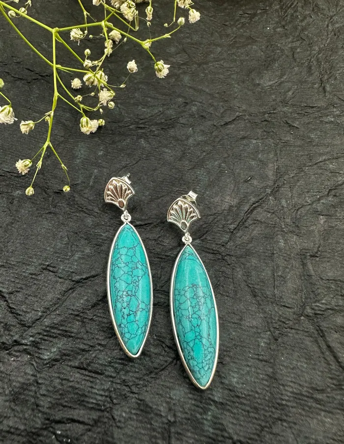 Earrings Gemstone The Turquoise Silver Gemstone Earrings
