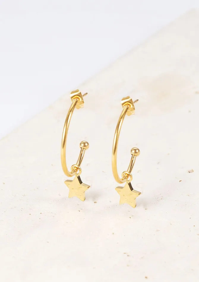 Earrings Hey Happiness Star Hoop Earrings Gold Earrings Hey Happiness Star Hoop Earrings Gold